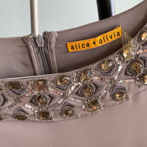 Alice and Olivia XS silk taupe mini dress - Picture 3 of 4